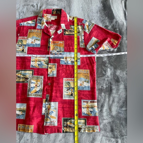 VTG KoleKole Mens M Button Down Postcard Aloha Print Shirt Hawaiian Red USA Made - Picture 2 of 7